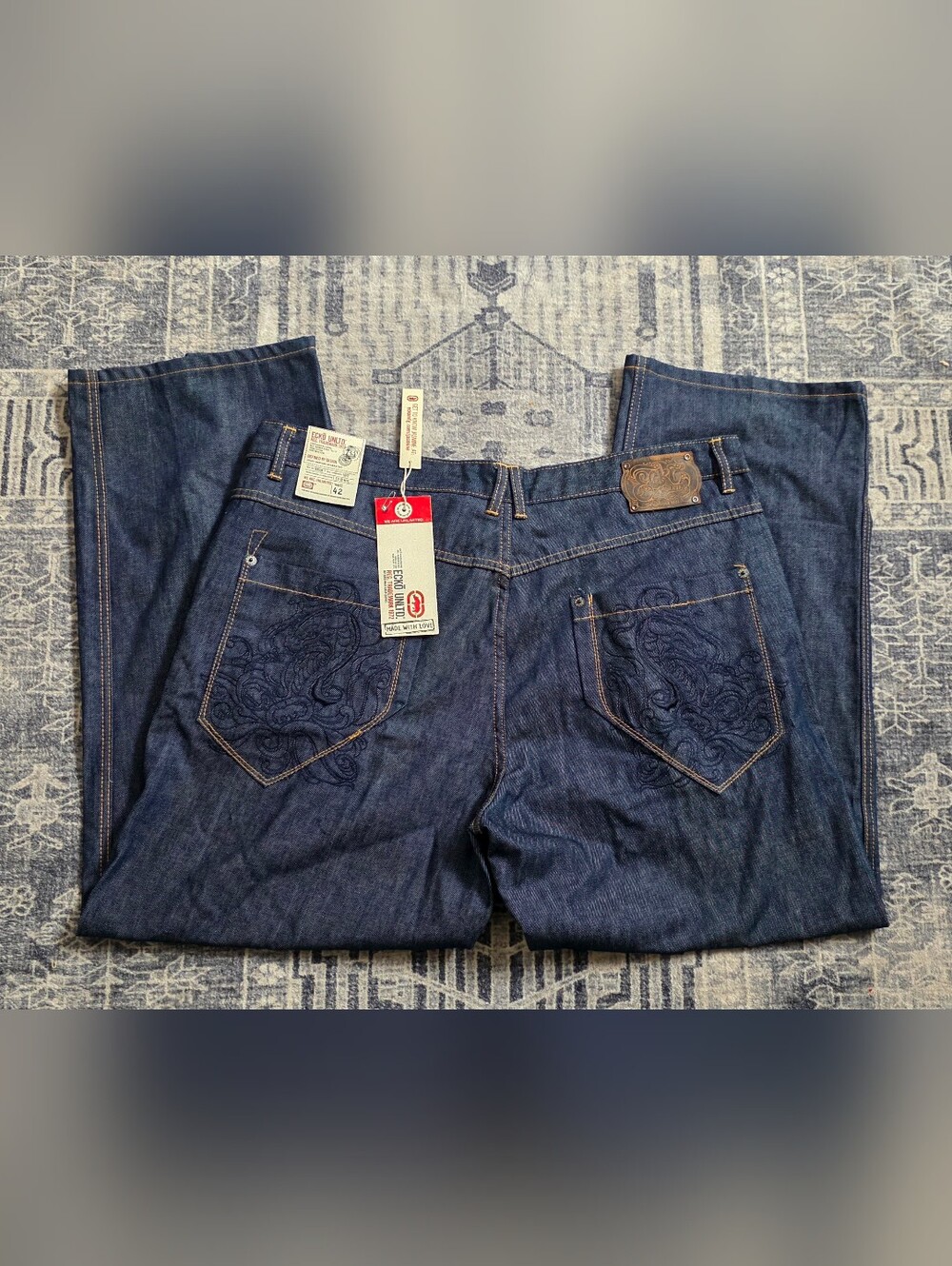 Ecko Unltd Baggy Fit Jeans Vintage Y2K Men's Hip Hop Size 42 X 32 New with Tags